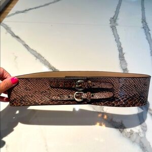 Brown Faux Snakeskin Waist Belt